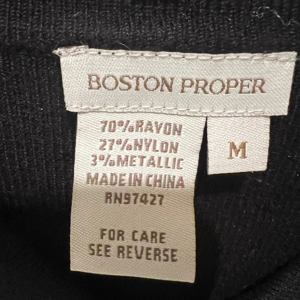 CLEARANCE NWOT Boston Proper W Medium Metallic Gold Design Zip Collared Sweater! - Picture 9 of 9